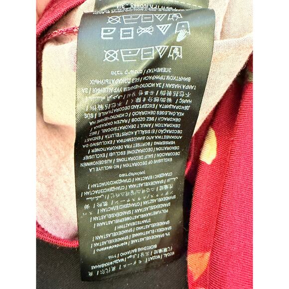 GUESS Floral Mock Neck Cutout Top Long Sleeve Stretch Burgundy Red Size M - Picture 11 of 12